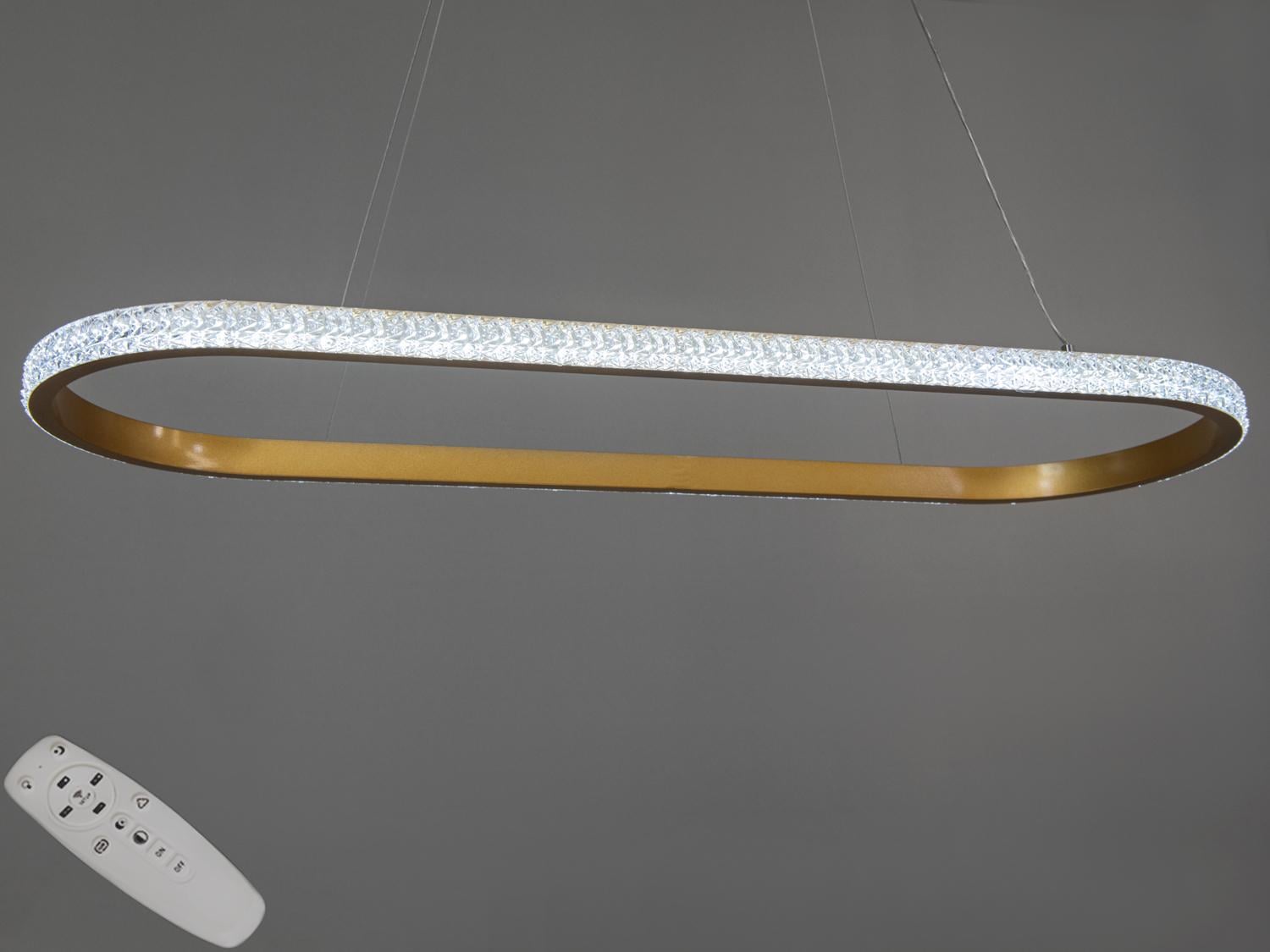 Люстра подвесная светодиодная с пультом 55W Золотой (D2489-900x300G)