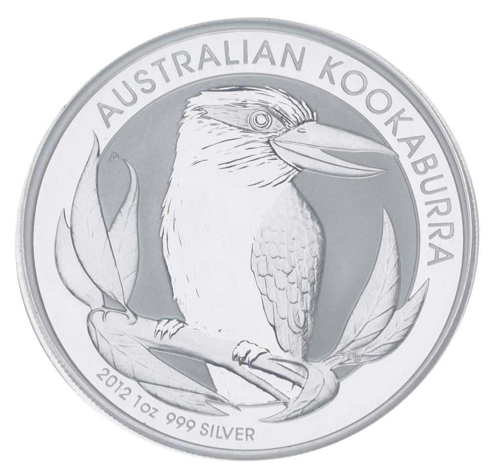 Коллекционная монета Австралия 1 доллар 2012 серебро UNC Австралийская Кукабарра Ag 999 унция 31,1 г (М20555)