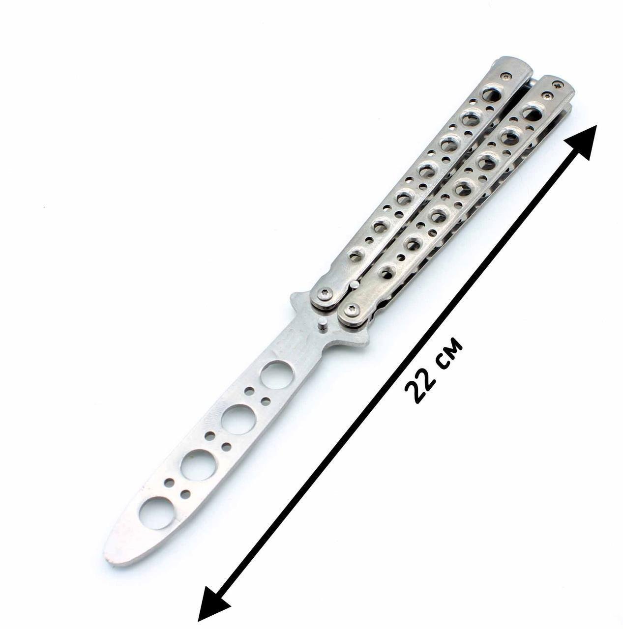 Нож бабочка тренировочная XIN XU 224-1 Серебро (t4793) - фото 2