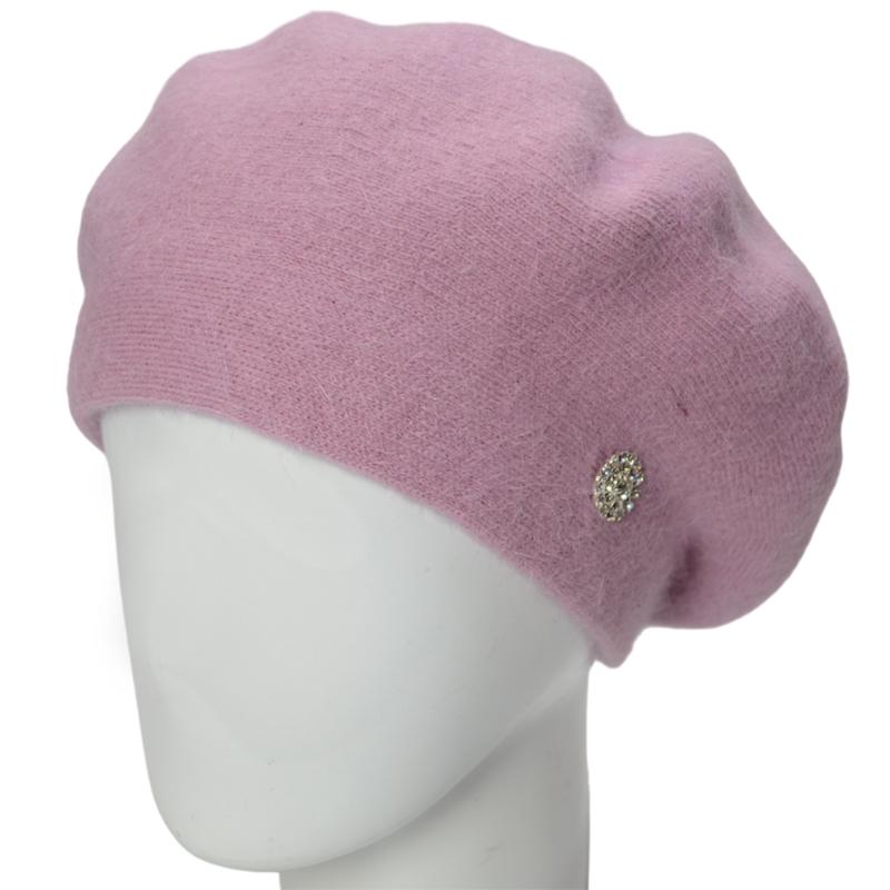 Берет женский Novita Фанни ангоровый на ножке one size Лиловый