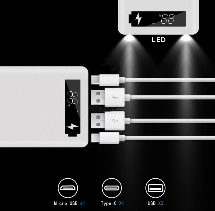 Корпус для повербанка на 8 ячеек 18650 2USB 5V 2,1 A Micro-USB/Type-C + USB кабель (9610608) - фото 4