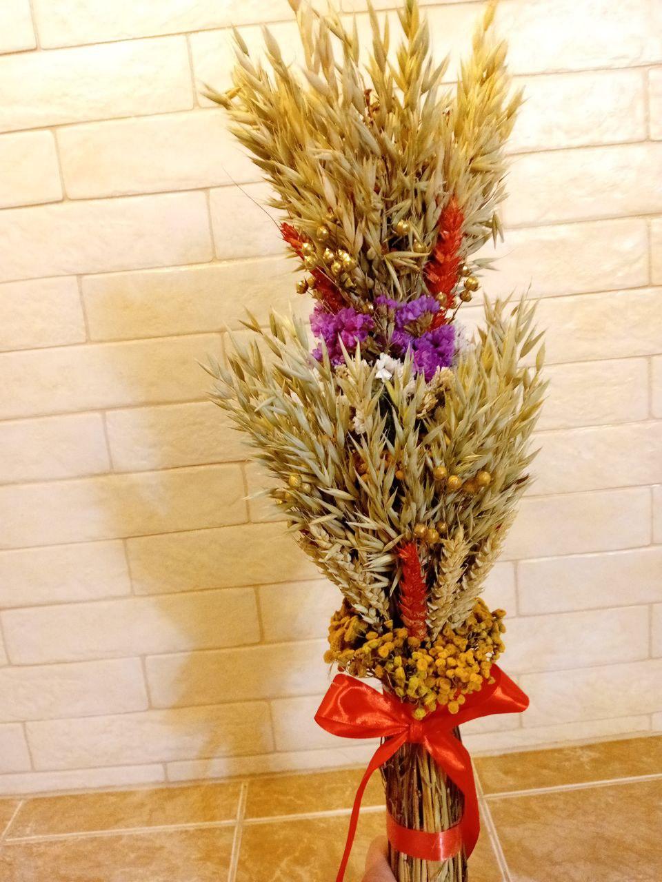 Дидух рождественский из колосья пшеницы/льна и овса 50-55 см с красной лентой (2813747862) - фото 7 Дидух рождественский из колосья пшеницы/льна и овса 50-55 см с красной лентой (2813747862) - фото 7