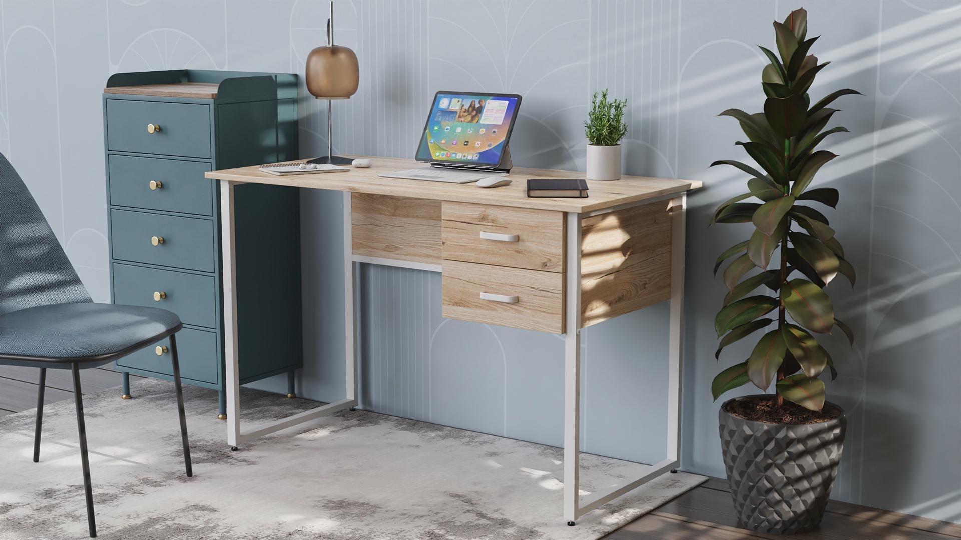 Стол компьютерный Ferrum-decor Гарри ДСП 32 мм 75x120x70 см Белый/Дуб Сонома (FRD-101007)