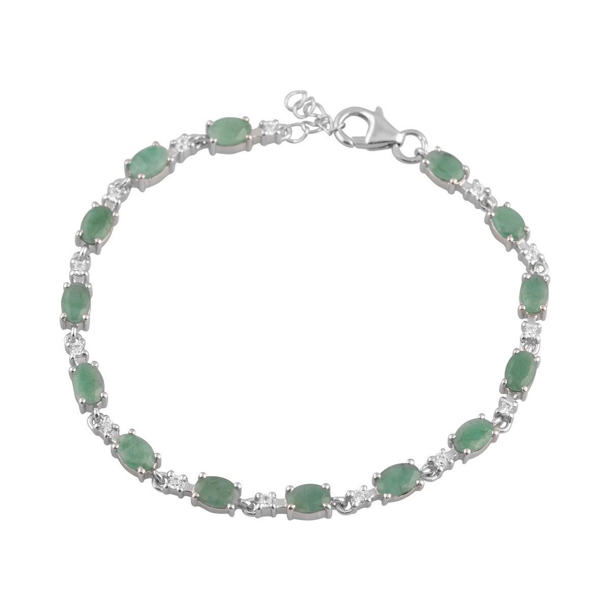 Браслет серебряный с натуральным изумрудом 6,655 ct 7,99 г 17 см (2040408)