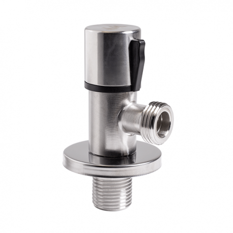 Кран сантехнический угловой HT М1 VS из нержавеющей стали 1/2x1/2" (18503)