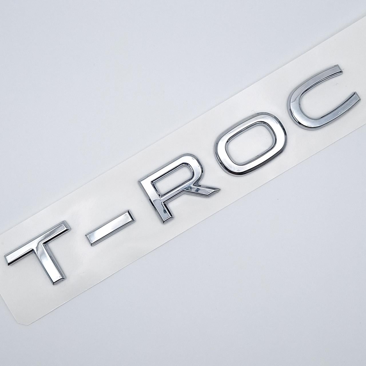 Эмблема надпись T-ROC Volkswagen на заднюю часть 16х2,1 см Хром глянцевый (2343867210)