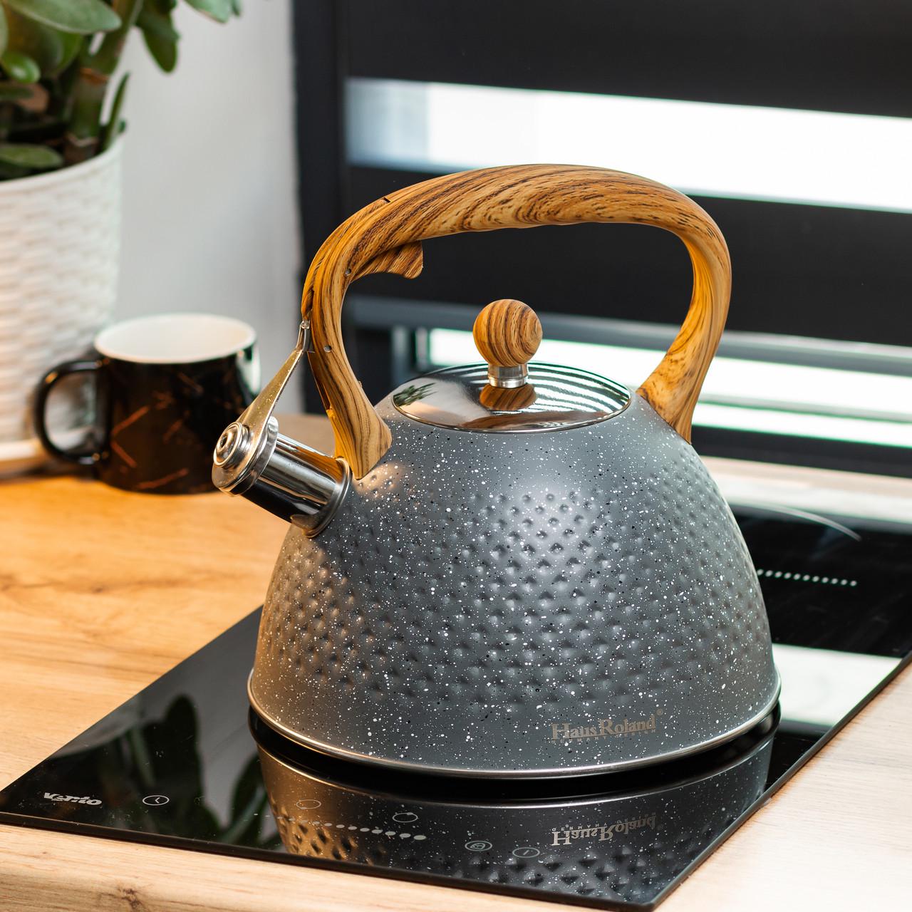 Чайник із свистком із потрійним дном 3 л Сірий - фото 1 Чайник із свистком із потрійним дном 3 л Сірий - фото 1