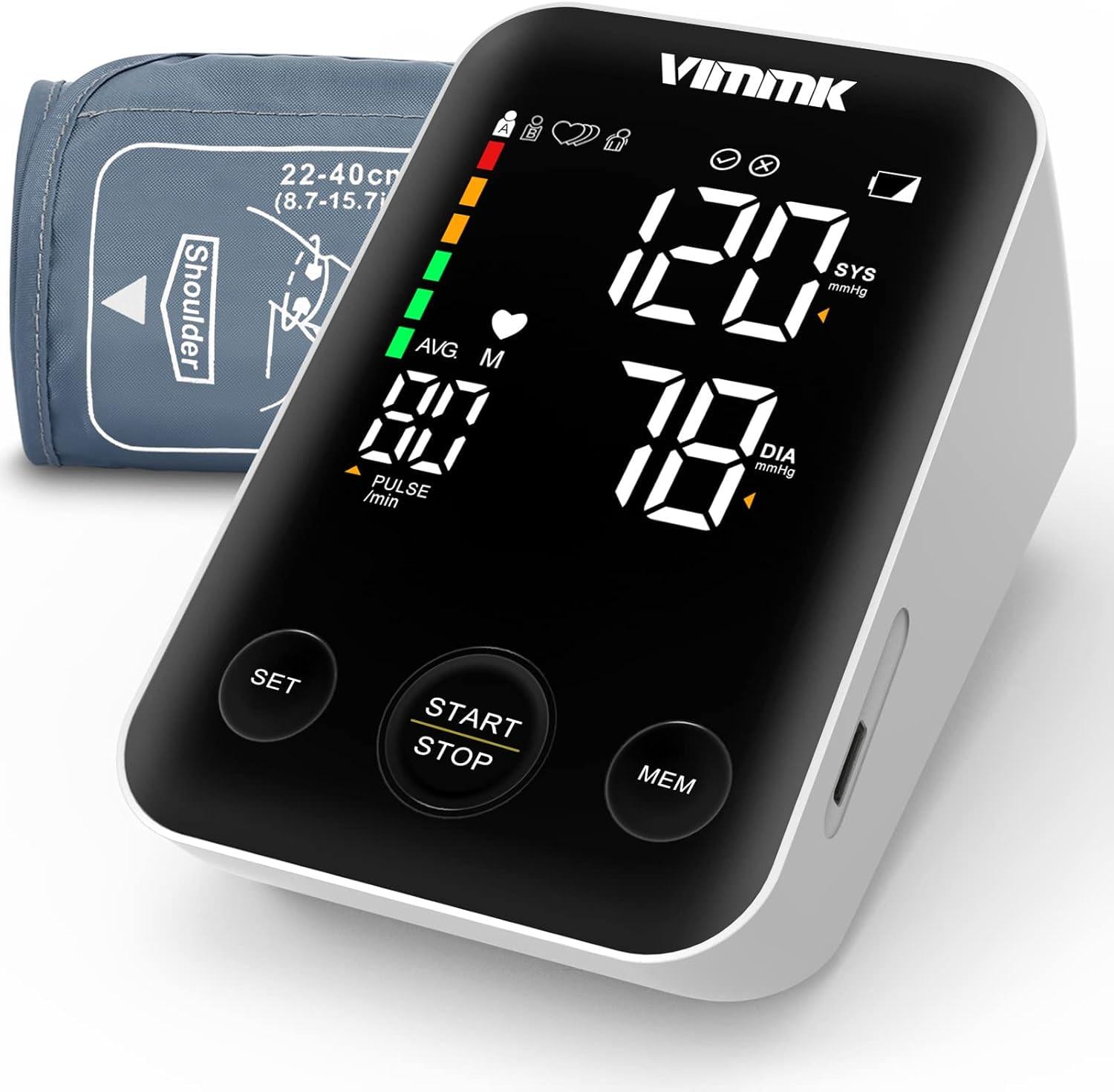 Тонометр автоматический Vimmk плечевой LED дисплей 2x120 измерений манжета 22-40 см