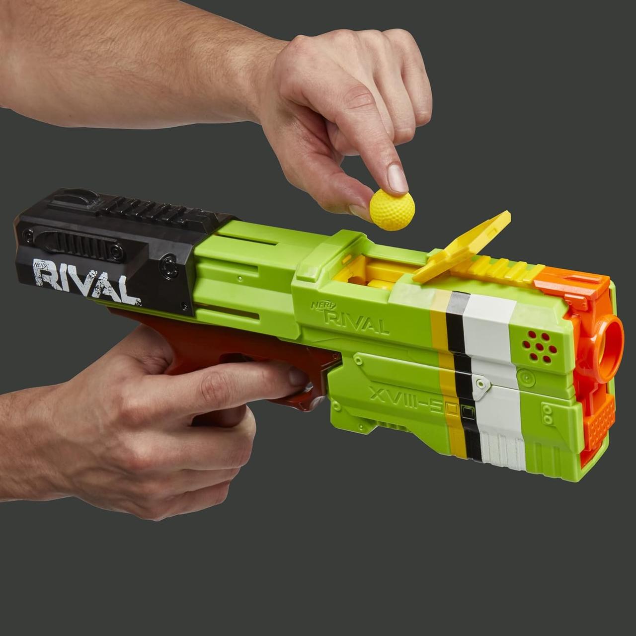 Бластер Nerf Соперник Кронос экстразеленый Rival Kronos Exclusive Green XVIII-500 (F4731) - фото 5 Бластер Nerf Соперник Кронос экстразеленый Rival Kronos Exclusive Green XVIII-500 (F4731) - фото 5