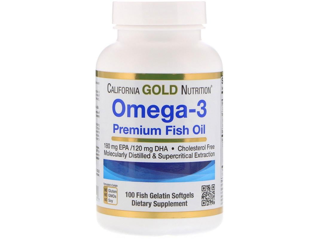 Рыбий жир премиум Omega-3 Premium Fish Oil California Gold Nutrition 180 EPA/120 DHA 100 капсул