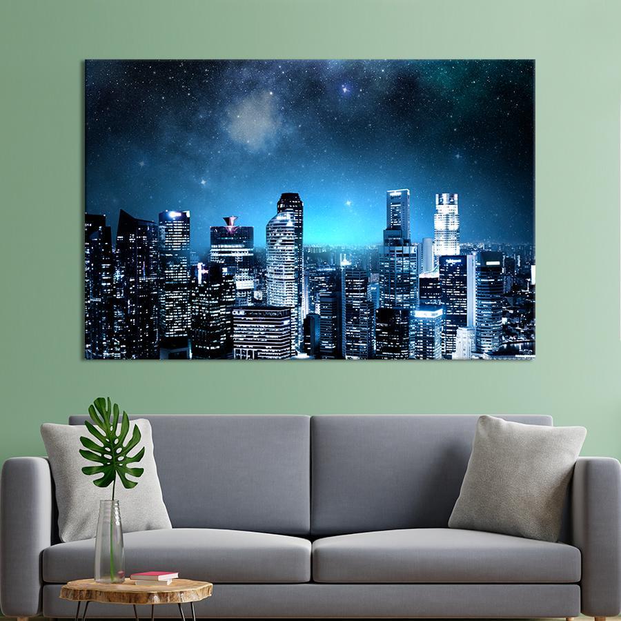 Картина на холсте Звездное небо над Нью-Йорком 80x54 см (V239-1_L)