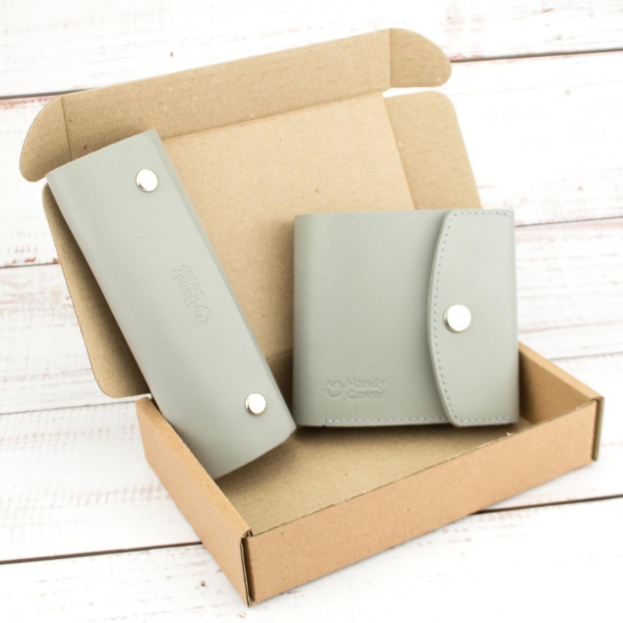 Подарочный набор женский Handycover №48 2 предмета кошелек/ключница Серый