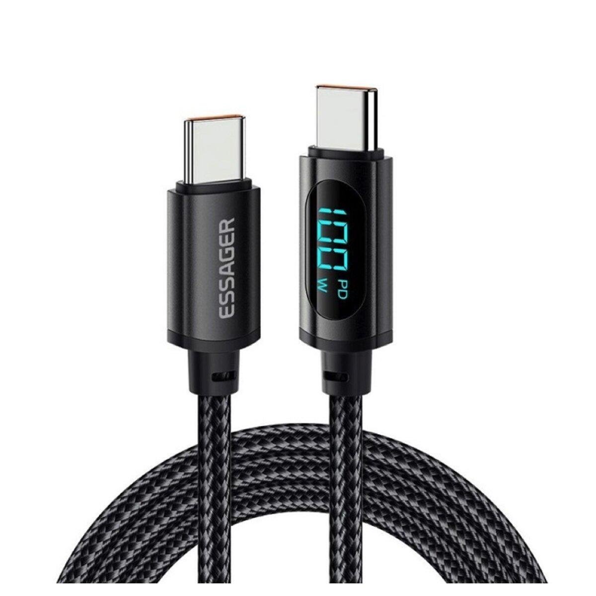 Кабель Essager Enjoy LED Digital Display USB Cable Type C to Type C 100W 1 м Black (586900)