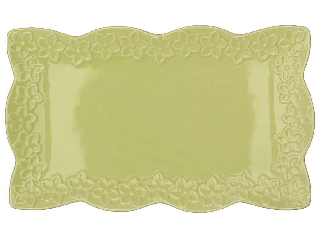 Блюдо фарфоровое прямоугольное Цветок 30,5х5,5х2,7 см Салатовый (BDI-888-142)