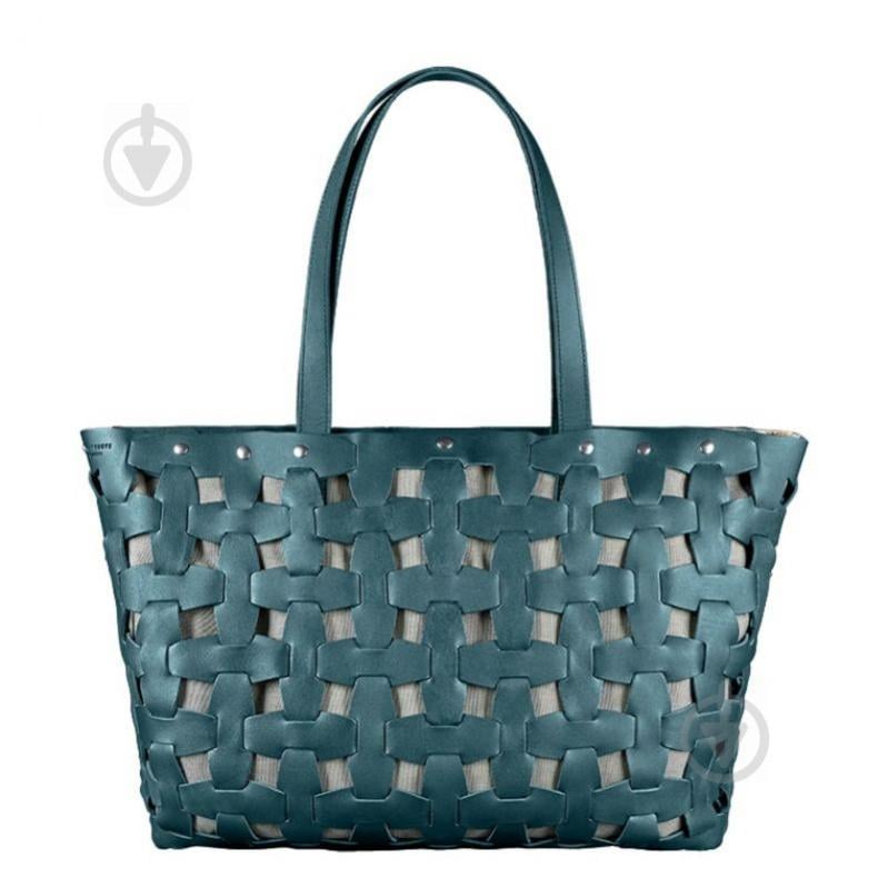 Кожаная плетеная женская сумка BlankNote Пазл Krast Xl Зеленая (BN-BAG-34-malachite)