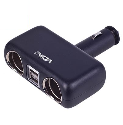 Розгалужувач прикурювача Voin змінний кут 2 виходи + 2 USB 2400 mA 12/24V (SC-2004) - фото 1