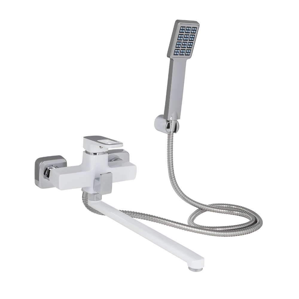 Смеситель для ванны Lidz Wawel 005 однорычажный с ручной воронкой Белый (LDWAW005WHI45399)