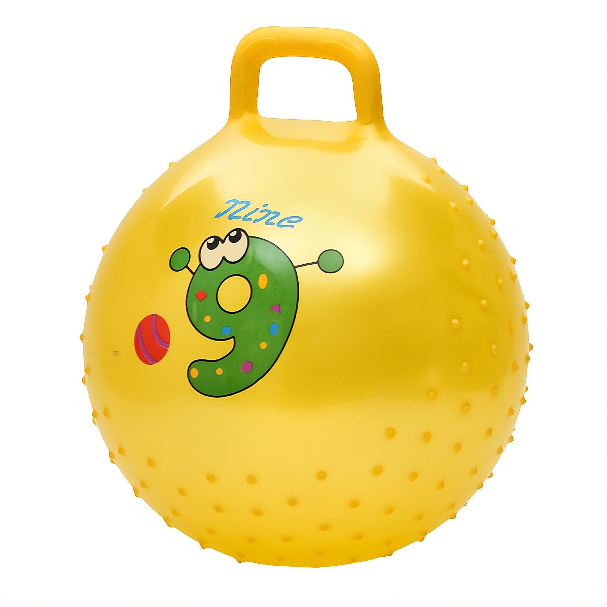 Фитнес мяч массажный MS 4857-1 с ручкой 45 см 350 г Желтый (33754136)