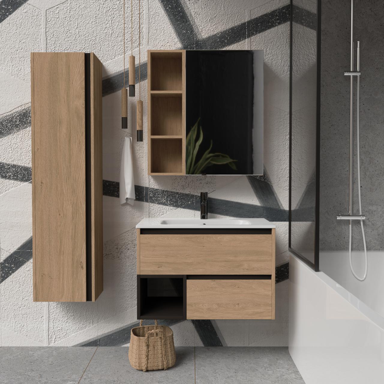 Тумба підвісна з раковиною MVK Vostok Craft 80 В2 800х450х530 мм Дуб кам'яний (c280db) - фото 4