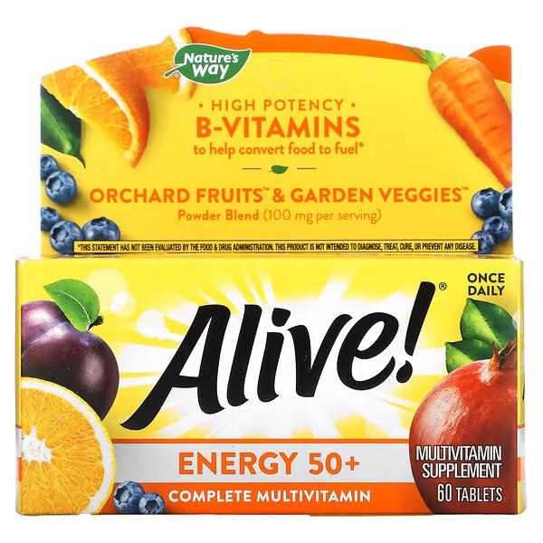 Мультивитамины Nature's Way Alive! и мультимикроэлементы для взрослых старше 50 лет 60 таблеток
