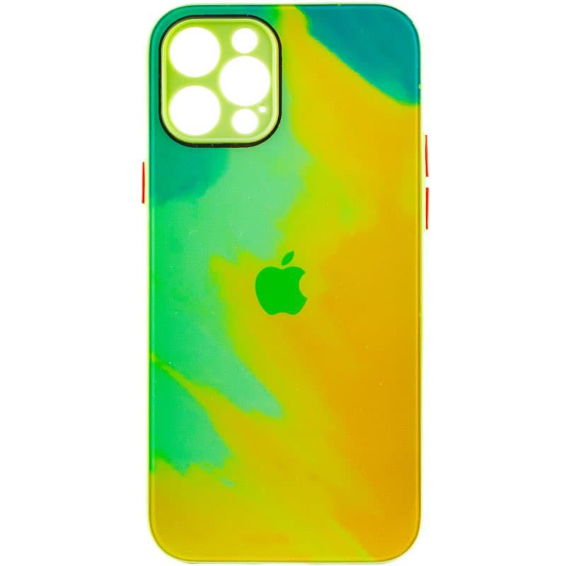 Противоударный чехол TPU+Glass Impasto abstract для Apple iPhone 12 Pro 6.1" Yellow green