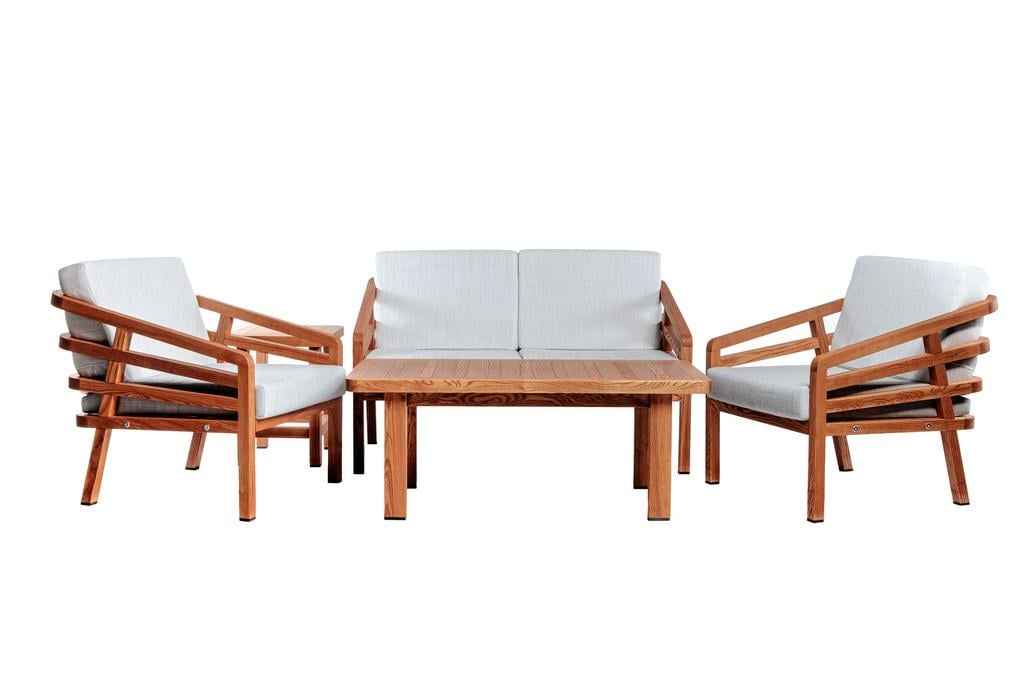 Комплект садовый Woodsun Lugano Garden диван/2 кресла/стол кофейный/стол журнальный из массива дерева ясень (48459) Комплект садовый Woodsun Lugano Garden диван/2 кресла/стол кофейный/стол журнальный из массива дерева ясень (48459)