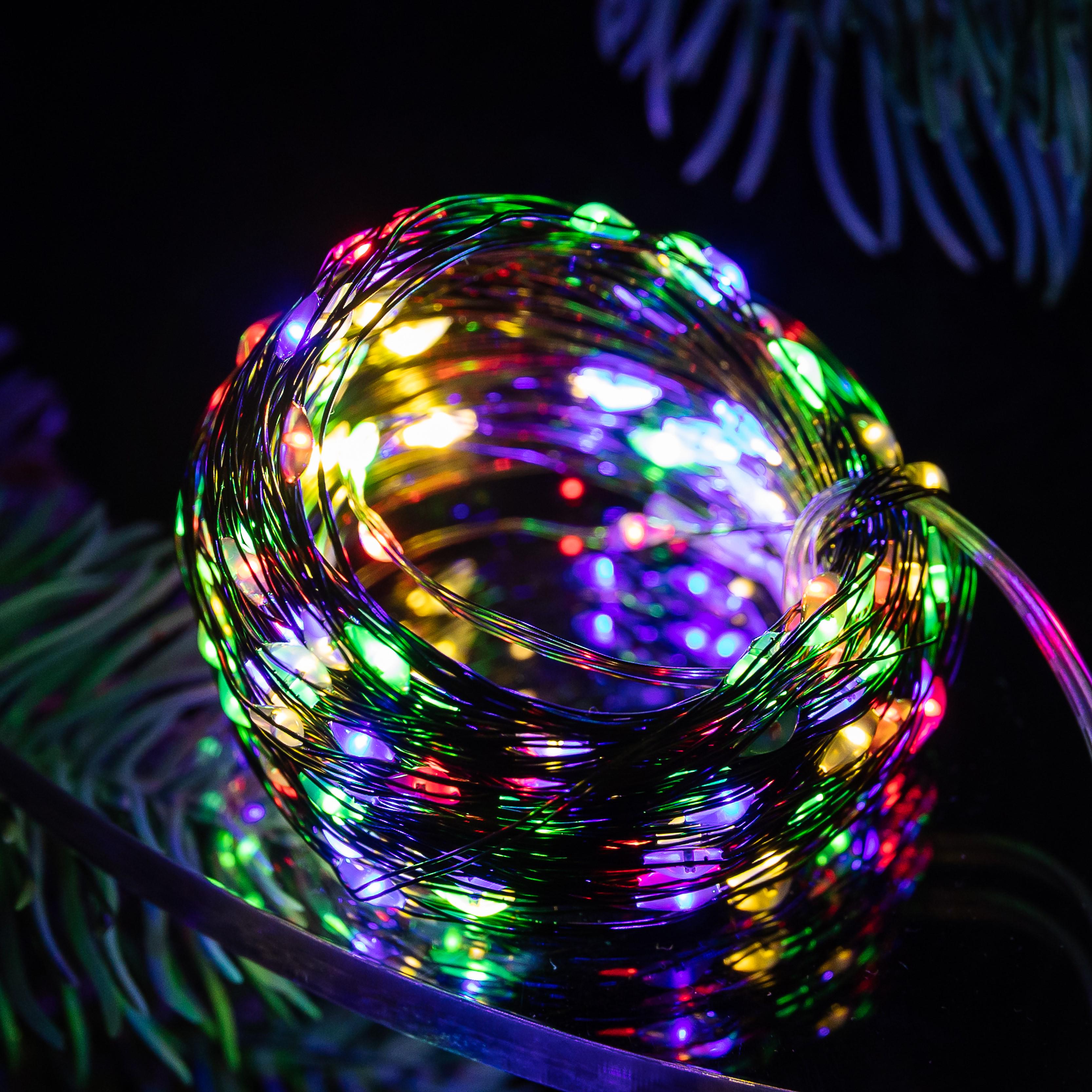 Гирлянда Роса нить 200 LED от USB 20 м Разноцветный (USB200L20MGML)