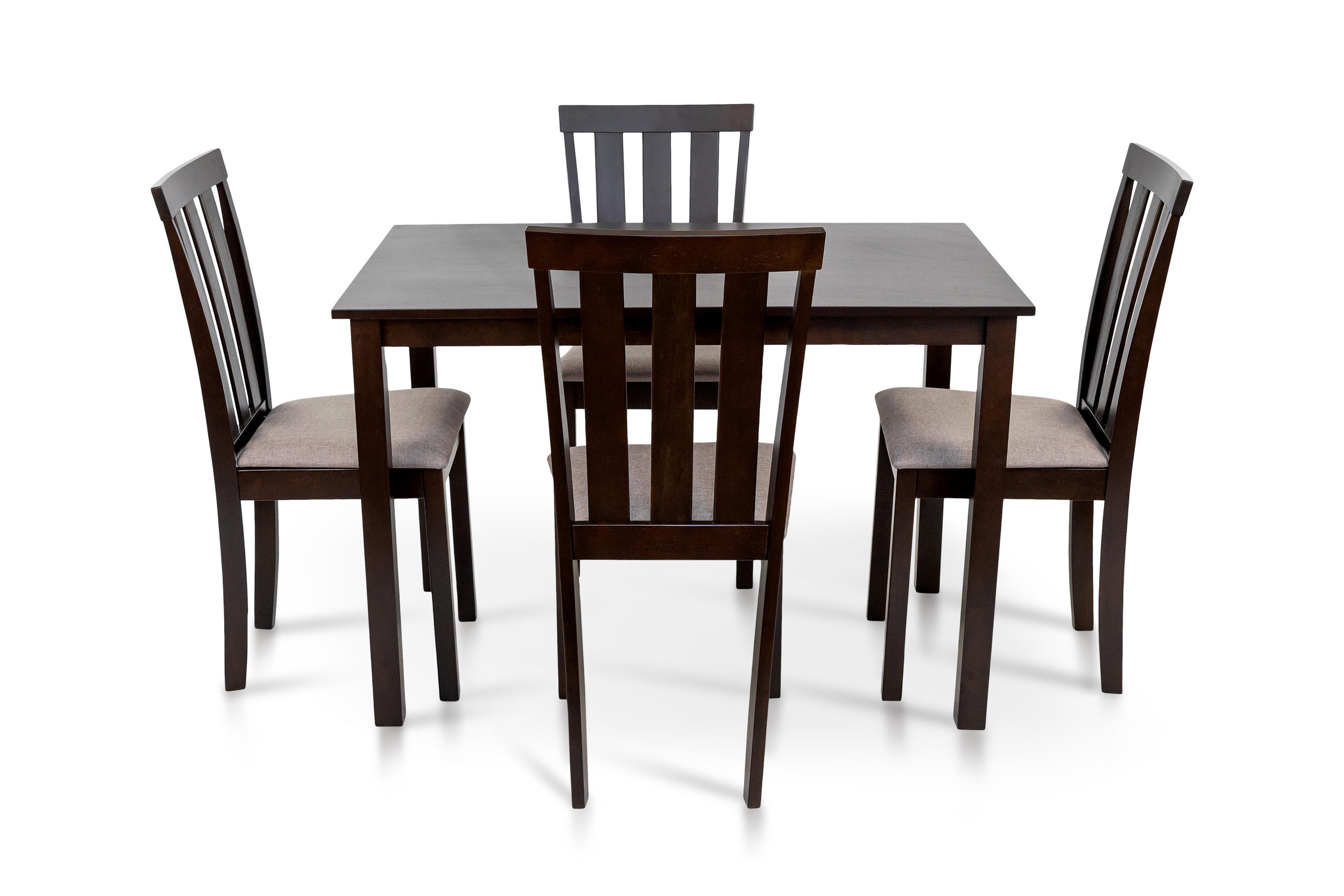 Комплект обеденный Мікс Меблі Юджин стол/4 стулья из МДФ/дерево/ткань Темный орех/Светло-коричневый (А0056113) - фото 3 Комплект обеденный Мікс Меблі Юджин стол/4 стулья из МДФ/дерево/ткань Темный орех/Светло-коричневый (А0056113) - фото 3