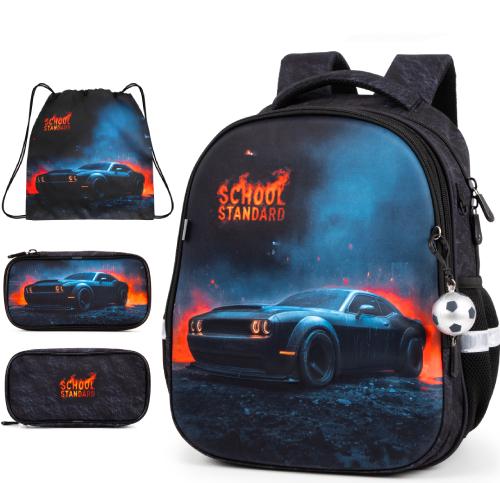 Школьный ортопедический рюкзак 3 в 1 для мальчика School Standard 38х30х18 см с Машиной для первокласника (Full 170-72)