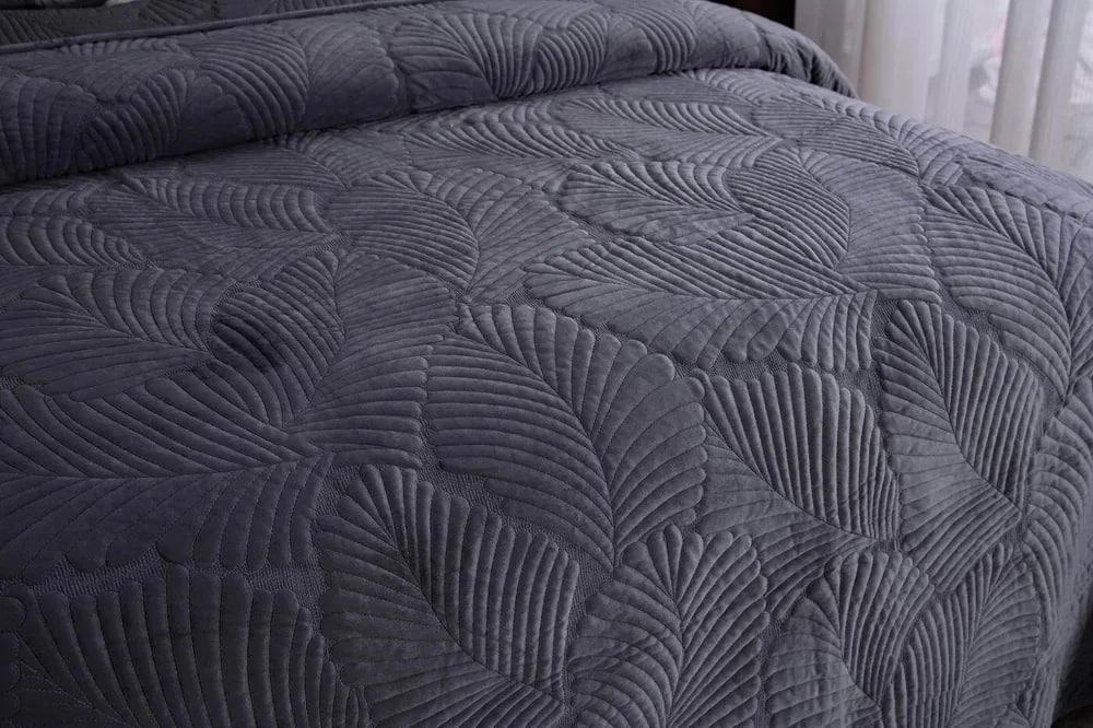 Покрывало на кровать с наволочками евро 210х230/50х70 см Графитовый (Д-vik-velur-pokruvalo-001) - фото 6