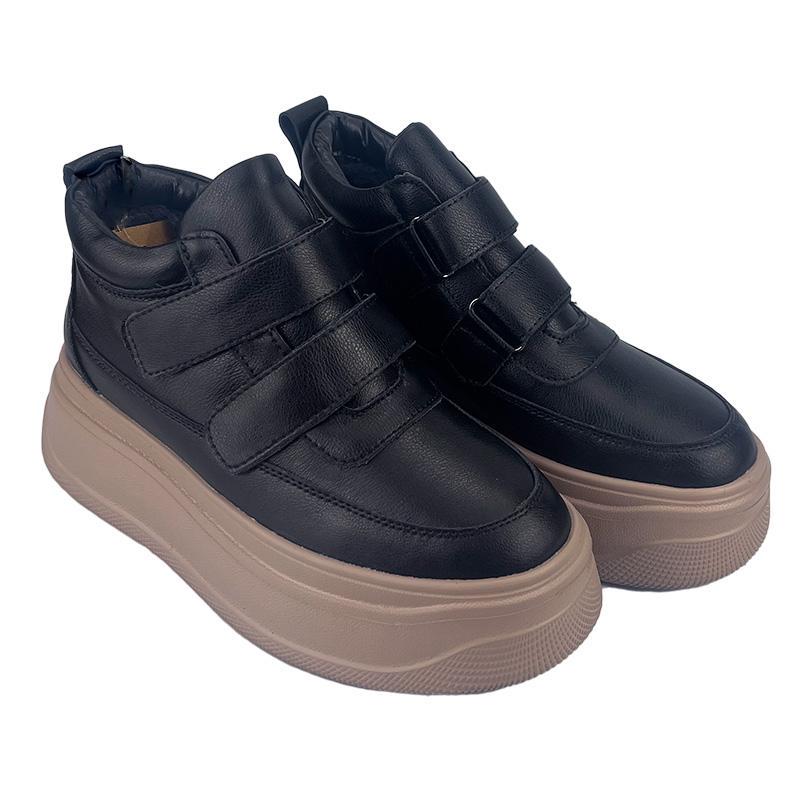 Ботинки женские кожанные на платформе липучка 1083-2 p. 37 23,5 см Черный (92340150)