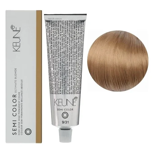Краска тонирующая безаммиачная для волос Keune Semi Color 9.31 Golden Ash Very Light Blond 60 мл