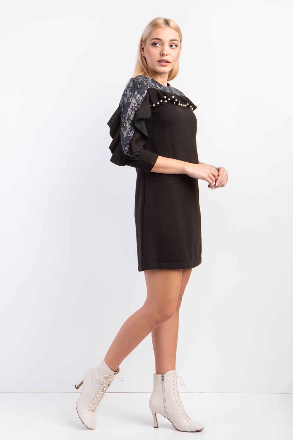 Платье женское с кокеткой и воланами Diва р. 44 Черный (024) - фото 3 Платье женское с кокеткой и воланами Diва р. 44 Черный (024) - фото 3