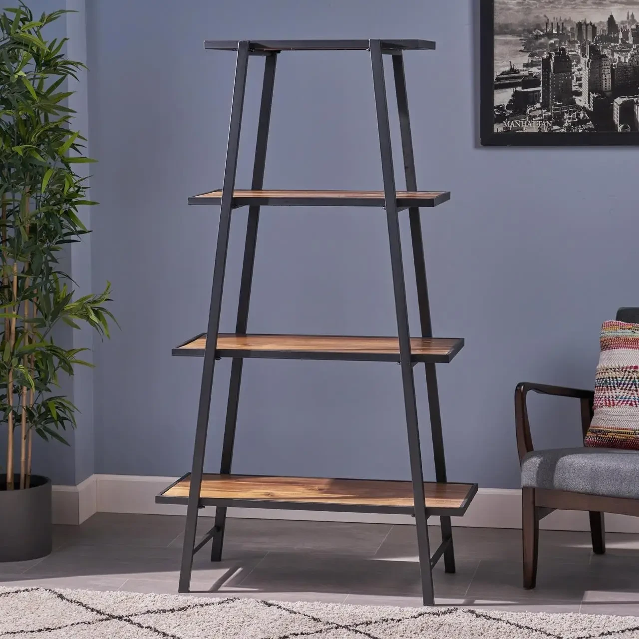 Стеллаж Loft NS-1686 с полками для работы и кабинет Черный (3075774121)