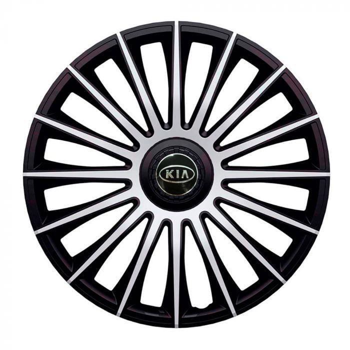 Ковпаки для коліс J-Tec Austin R15 з логотипом Kia 4 шт. Silver/Black
