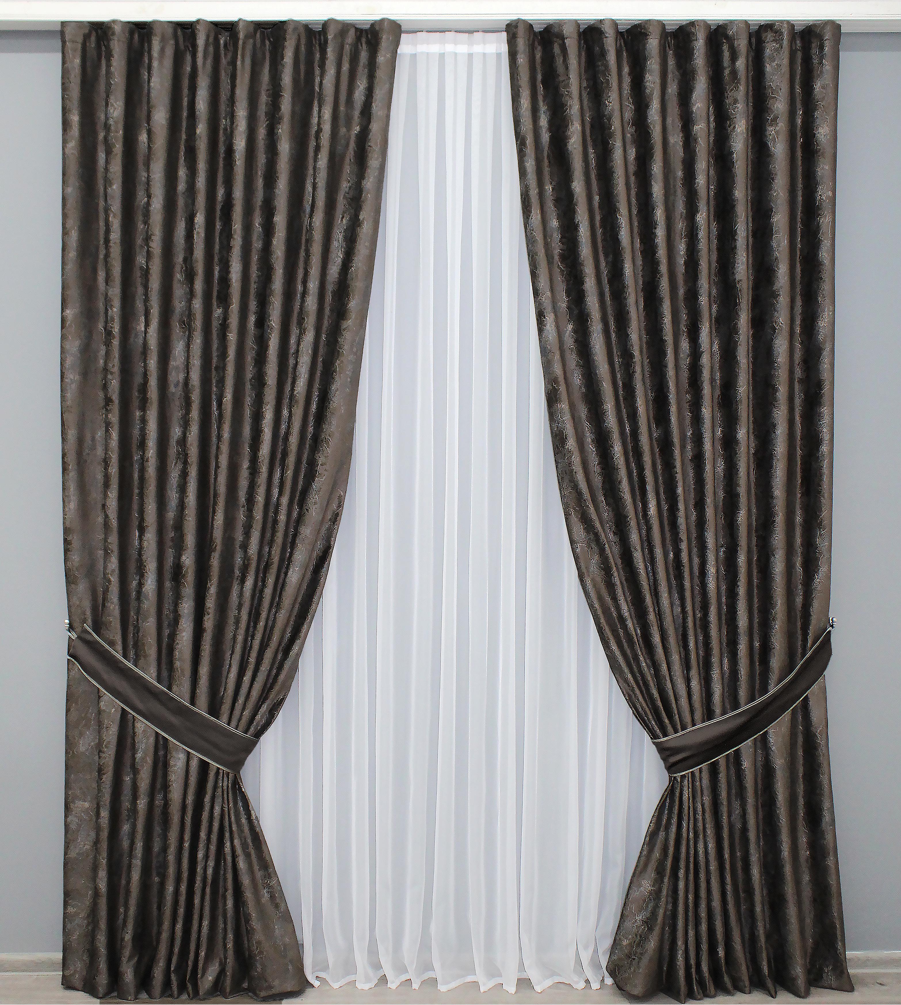 Комплект готовых штор VR-Textil Афина №1312ш 150х290 см 2 шт. Коричневый (33-0198)