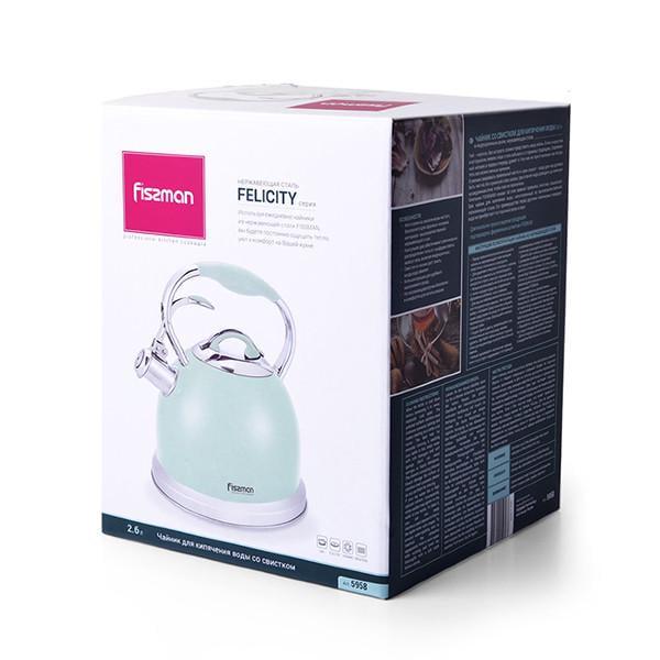 Чайник Fissman Felicity со свистком 2,6 л Аквамарин (5958) - фото 2 Чайник Fissman Felicity со свистком 2,6 л Аквамарин (5958) - фото 2