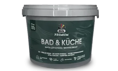 Краска для кухонь и ванных комнат Dufa Bad & Kuche шелковисто-матовая 10 л Белый