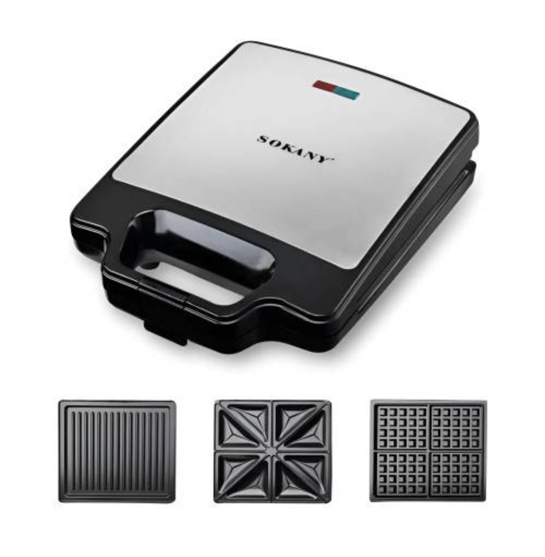 Мультимейкер Sokany SK-BBQ-852 антипригарное покрытие 3в1 1400 Вт