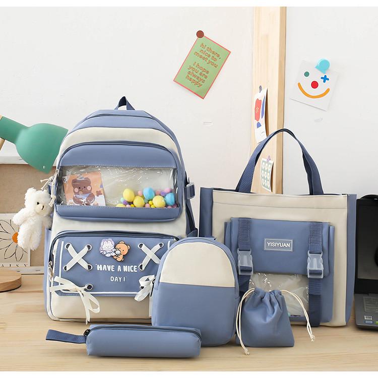 Школьный рюкзак для девочки 5в1 Trendy сумка-шопер/пенал/бананка 5-11 класса Голубой (1479165811)