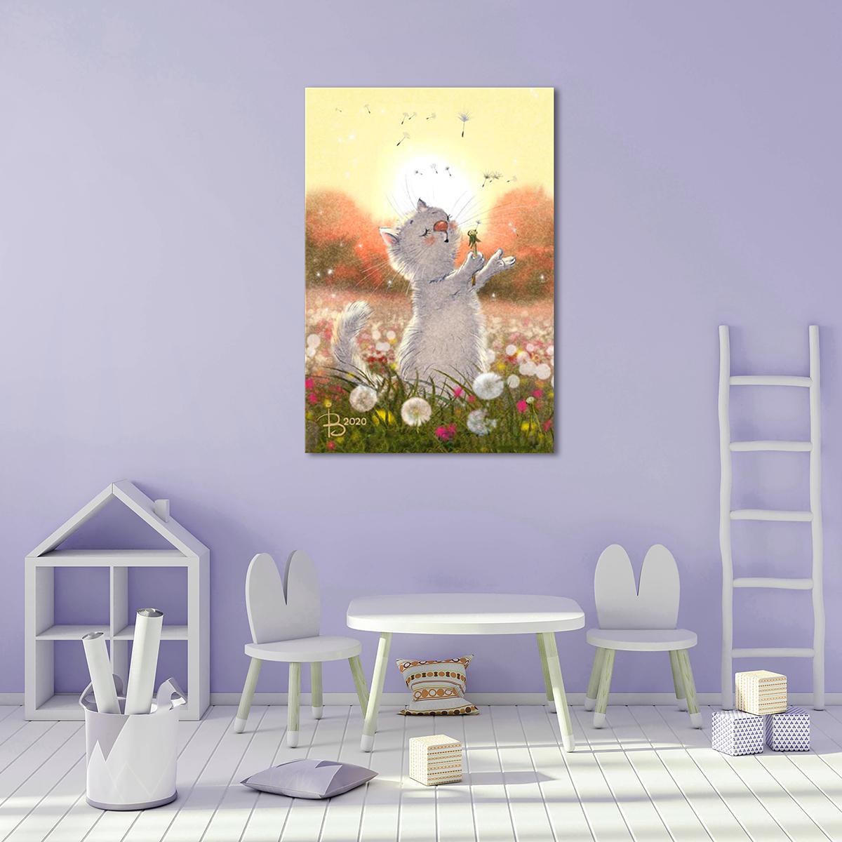 Картина Поле одуванчиков 1 модуль 50x75 см