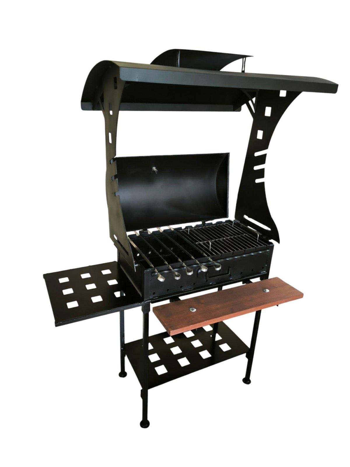 Гриль-мангал з кришкою та дахом сталь 4 мм 600х320х150 мм (52455)