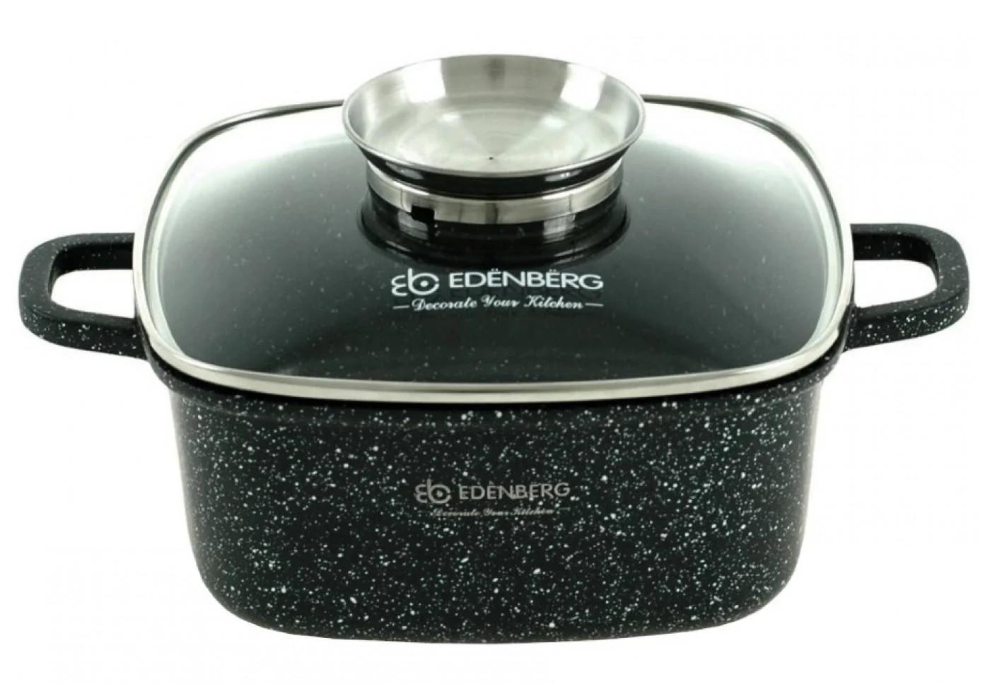 Каструля-казан Edenberg EB-8112 з мармуровим покриттям та скляною кришкою 22 см 3,7 л (27923716) - фото 2 Каструля-казан Edenberg EB-8112 з мармуровим покриттям та скляною кришкою 22 см 3,7 л (27923716) - фото 2