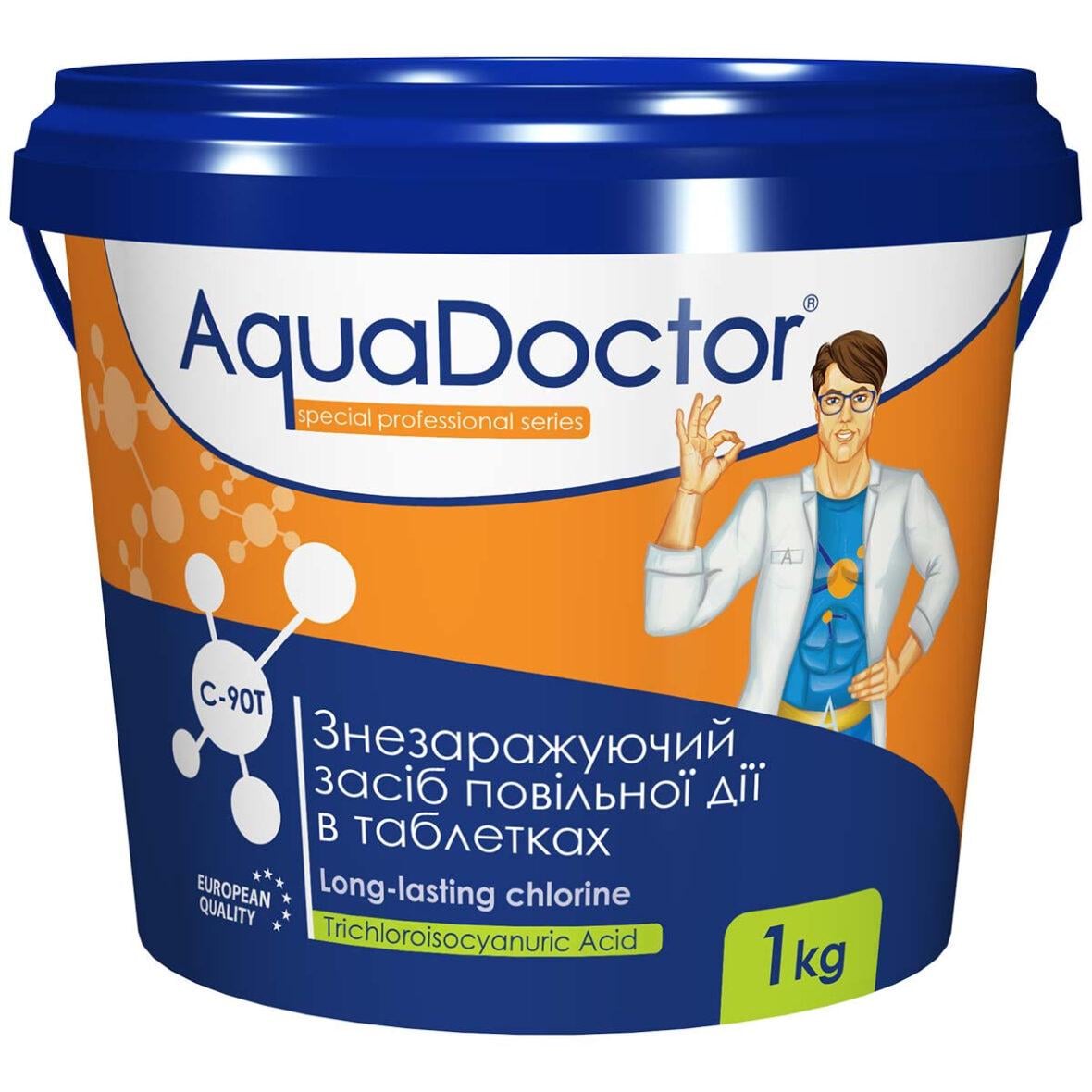 Хлор для бассейна длительного действия AquaDoctor C-90T 1 кг таблетки 200 г (35818564)