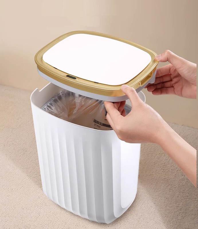 Відро для сміття сенсорне JAH Nordic прямокутне 12 л Біло-сірий - фото 2 Відро для сміття сенсорне JAH Nordic прямокутне 12 л Біло-сірий - фото 2