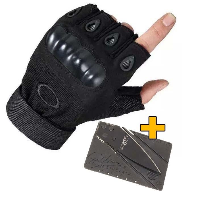 Перчатки без пальцев L и мультитул визитка Black - фото 11