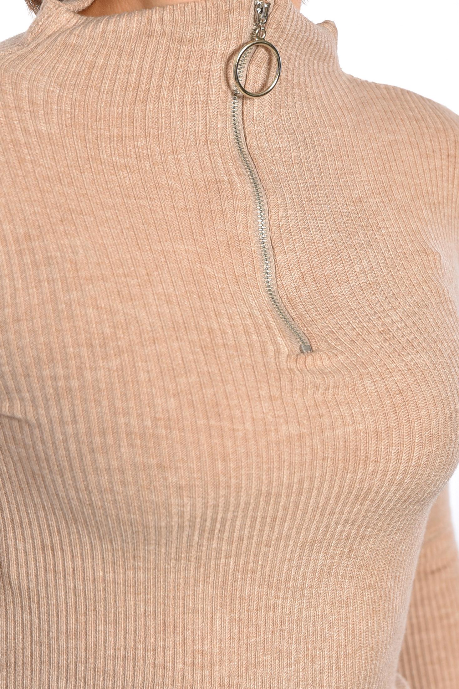 Гольф жіночий однотонний із замком S-M Бежевий (188264) - фото 4