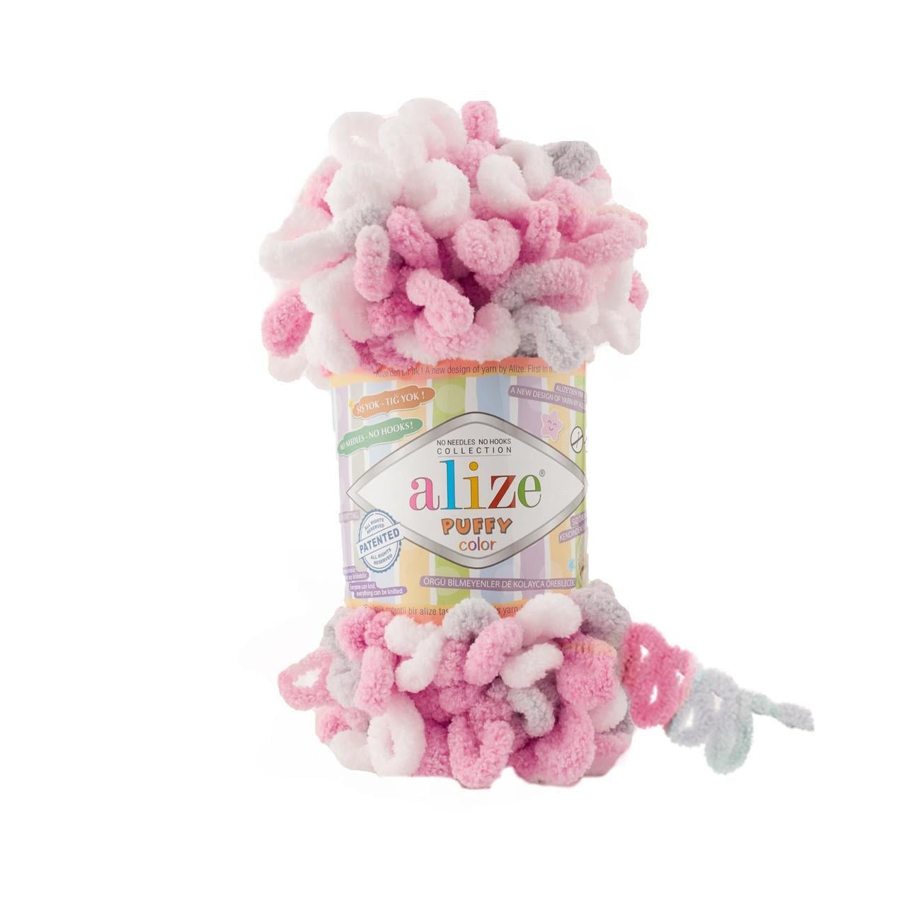 Пряжа фантазийная Alize Puffy Color петельная плюшевая 100 г Оттенки розового №6370 (2680964537)