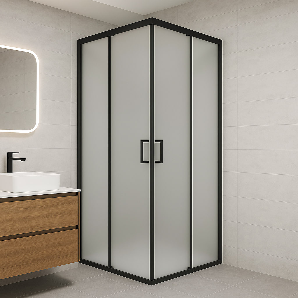 Душевая кабина SUNWAYS FROST SB-1 квадратная без поддона 80x80х180 см черный профиль матовое стекло (C15576)