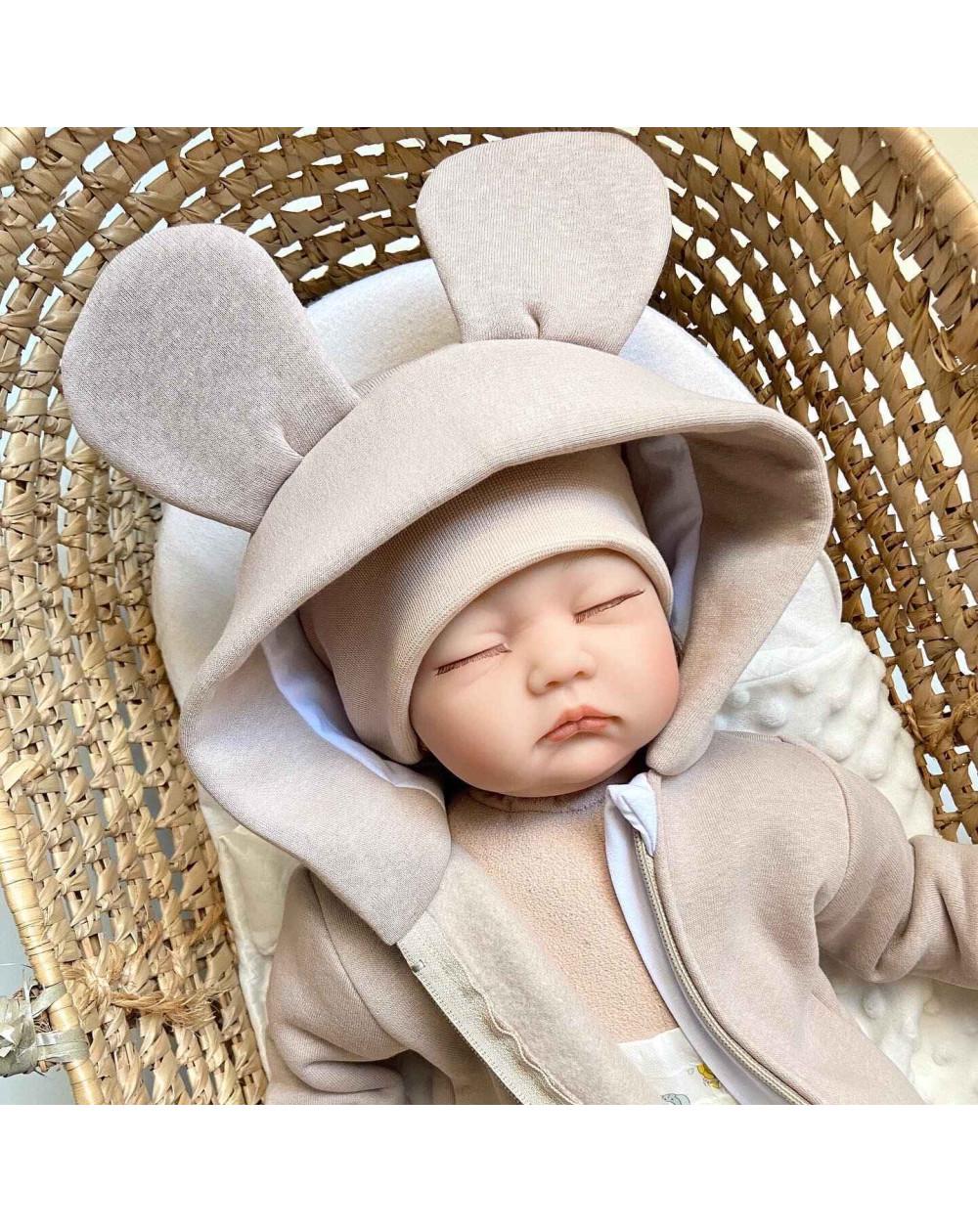 Комбинезон детский BUNNY BOX Микки с ушками триника утепленный р. 56 Бежевый (00356) - фото 3